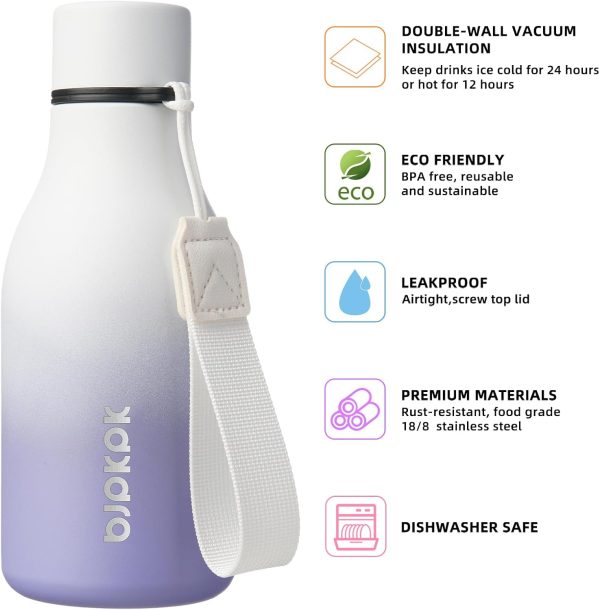 BJPKPK Insulated Water Bottles, 18 oz Stainless Steel Metal Water Bottle with Strap, BPA Free Leak Proof Thermos, Mugs, Flasks, Reusable Water Bottle for Sports & Travel, Black - Image 279