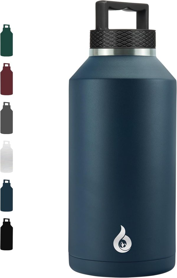 BJPKPK 64 oz Insulated Water Bottle, Dishwasher Safe Half Gallon Water Bottle with Ergonomic Handle, BPA Free Leak Proof Water Jug for Sports, Metal Thermos with Anti-slip Bottom, Grey - Image 162