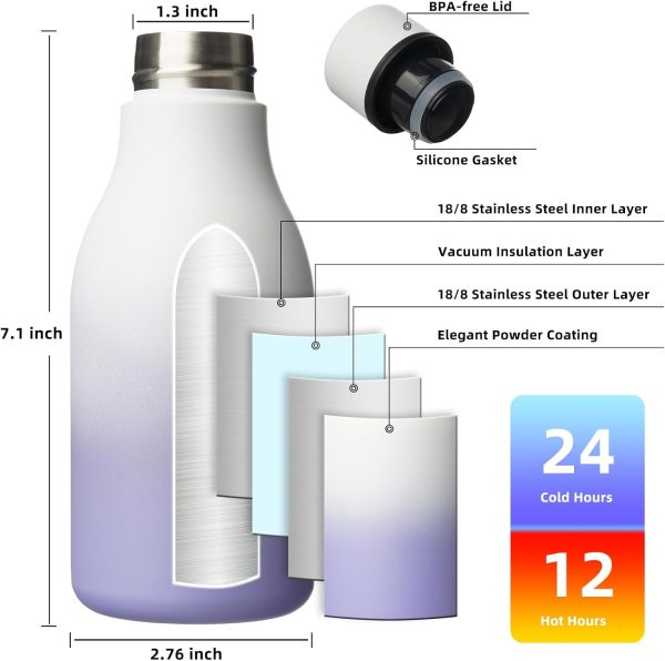 BJPKPK Insulated Water Bottles, 18 oz Stainless Steel Metal Water Bottle with Strap, BPA Free Leak Proof Thermos, Mugs, Flasks, Reusable Water Bottle for Sports & Travel, Black - Image 280