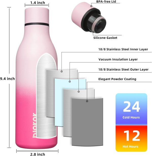 BJPKPK Insulated Water Bottles, 18 oz Stainless Steel Metal Water Bottle with Strap, BPA Free Leak Proof Thermos, Mugs, Flasks, Reusable Water Bottle for Sports & Travel, Black - Image 286