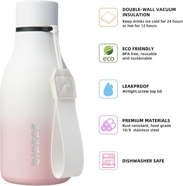BJPKPK Insulated Water Bottles, 18 oz Stainless Steel Metal Water Bottle with Strap, BPA Free Leak Proof Thermos, Mugs, Flasks, Reusable Water Bottle for Sports & Travel, Black - Image 290