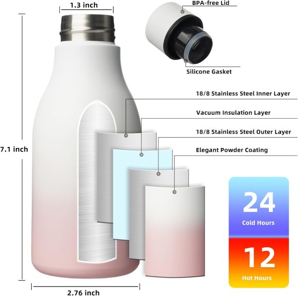 BJPKPK Insulated Water Bottles, 18 oz Stainless Steel Metal Water Bottle with Strap, BPA Free Leak Proof Thermos, Mugs, Flasks, Reusable Water Bottle for Sports & Travel, Black - Image 291