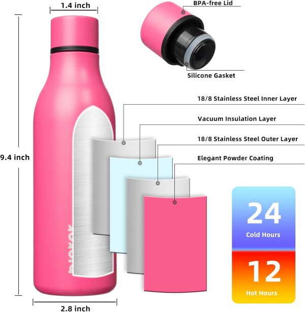 BJPKPK Insulated Water Bottles, 18 oz Stainless Steel Metal Water Bottle with Strap, BPA Free Leak Proof Thermos, Mugs, Flasks, Reusable Water Bottle for Sports & Travel, Black - Image 295