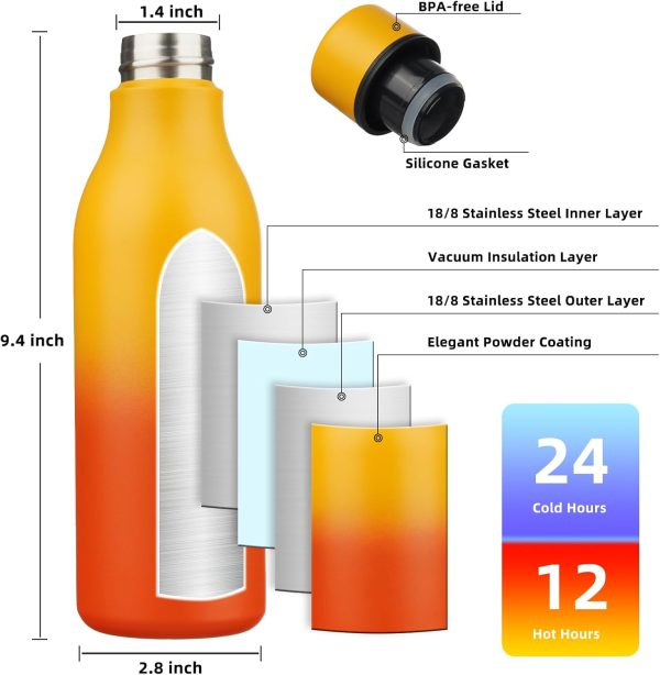 BJPKPK Insulated Water Bottles, 18 oz Stainless Steel Metal Water Bottle with Strap, BPA Free Leak Proof Thermos, Mugs, Flasks, Reusable Water Bottle for Sports & Travel, Black - Image 299