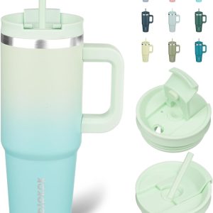 BJPKPK Insulated Tumblers With Handle And Straw 30 oz Stainless Steel Tumbler Cups With Lid,Mint