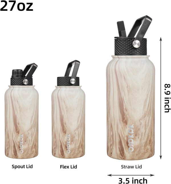 BJPKPK 40oz Stainless Steel Insulated Water Bottle with 3 Lids, Sakura - BPA Free Leakproof Thermos Bottle for Sports & Gym - Image 9
