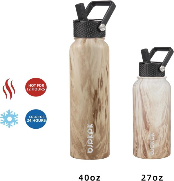 BJPKPK 40oz Stainless Steel Insulated Water Bottle with 3 Lids, Sakura - BPA Free Leakproof Thermos Bottle for Sports & Gym - Image 10