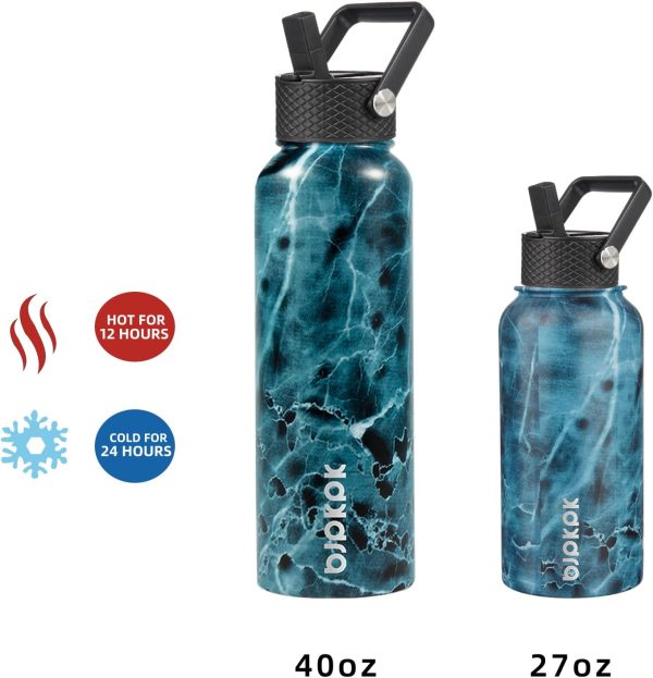 BJPKPK 40oz Stainless Steel Insulated Water Bottle with 3 Lids, Sakura - BPA Free Leakproof Thermos Bottle for Sports & Gym - Image 15