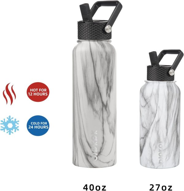 BJPKPK 40oz Stainless Steel Insulated Water Bottle with 3 Lids, Sakura - BPA Free Leakproof Thermos Bottle for Sports & Gym - Image 19