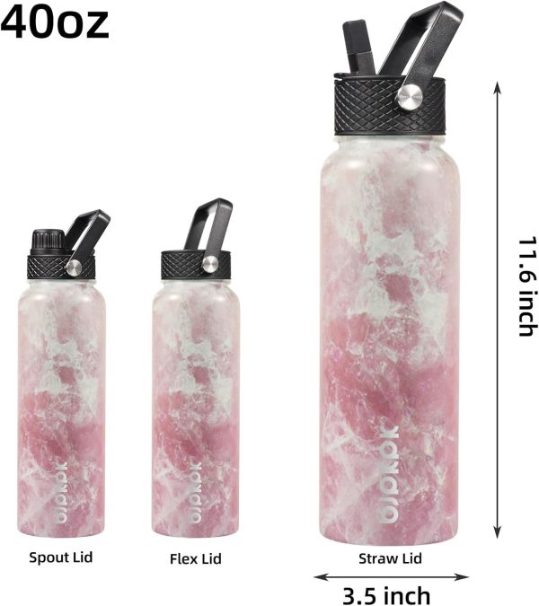 BJPKPK 40oz Stainless Steel Insulated Water Bottle with 3 Lids, Sakura - BPA Free Leakproof Thermos Bottle for Sports & Gym - Image 21