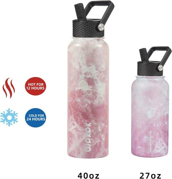 BJPKPK 40oz Stainless Steel Insulated Water Bottle with 3 Lids, Sakura - BPA Free Leakproof Thermos Bottle for Sports & Gym - Image 22