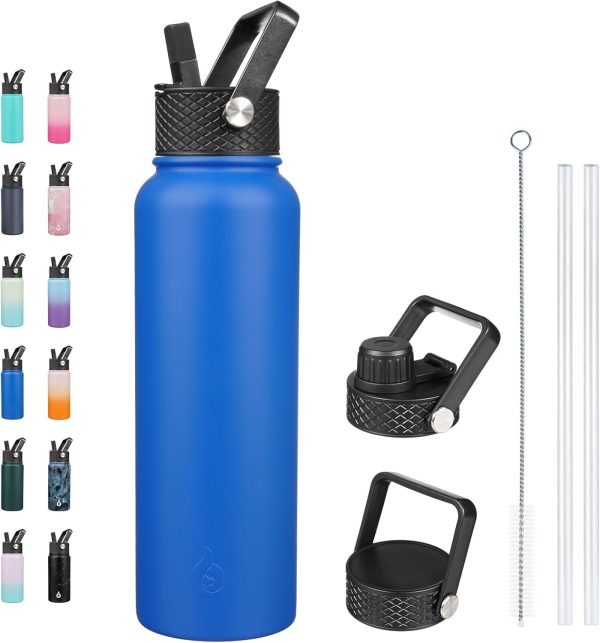 BJPKPK 40oz Stainless Steel Insulated Water Bottle with 3 Lids, Sakura - BPA Free Leakproof Thermos Bottle for Sports & Gym - Image 23