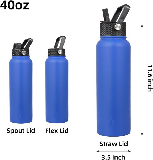 BJPKPK 40oz Stainless Steel Insulated Water Bottle with 3 Lids, Sakura - BPA Free Leakproof Thermos Bottle for Sports & Gym - Image 24