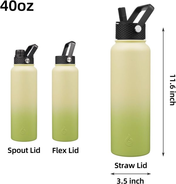 BJPKPK 40oz Stainless Steel Insulated Water Bottle with 3 Lids, Sakura - BPA Free Leakproof Thermos Bottle for Sports & Gym - Image 30