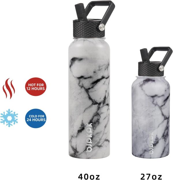 BJPKPK 40oz Stainless Steel Insulated Water Bottle with 3 Lids, Sakura - BPA Free Leakproof Thermos Bottle for Sports & Gym - Image 42