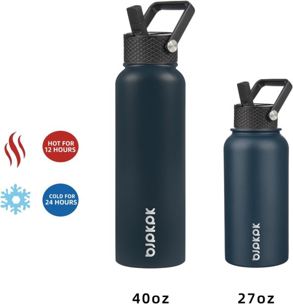 BJPKPK 40oz Stainless Steel Insulated Water Bottle with 3 Lids, Sakura - BPA Free Leakproof Thermos Bottle for Sports & Gym - Image 45