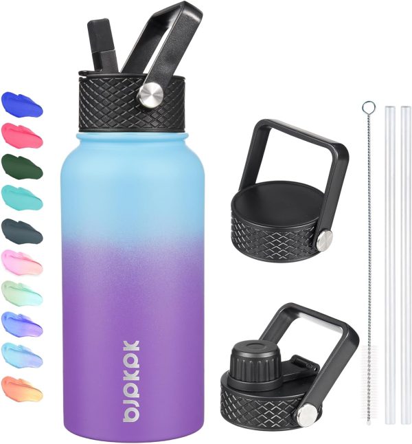 BJPKPK 40oz Stainless Steel Insulated Water Bottle with 3 Lids, Sakura - BPA Free Leakproof Thermos Bottle for Sports & Gym - Image 59