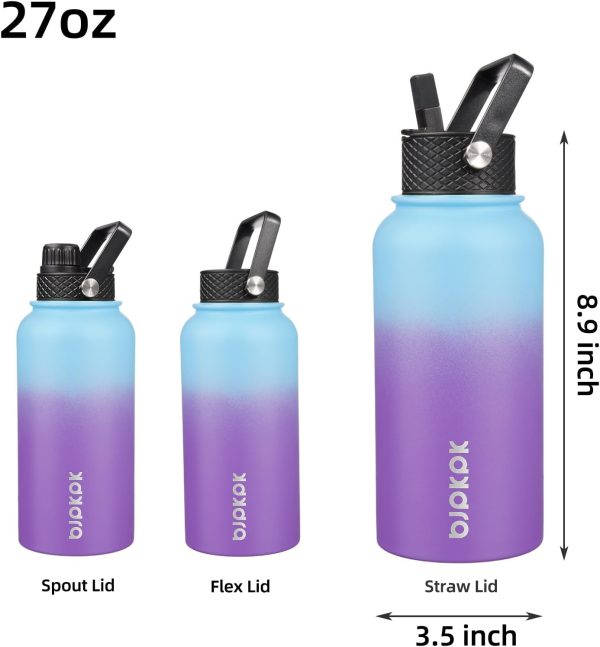 BJPKPK 40oz Stainless Steel Insulated Water Bottle with 3 Lids, Sakura - BPA Free Leakproof Thermos Bottle for Sports & Gym - Image 60