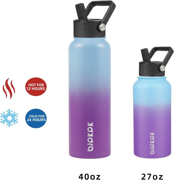 BJPKPK 40oz Stainless Steel Insulated Water Bottle with 3 Lids, Sakura - BPA Free Leakproof Thermos Bottle for Sports & Gym - Image 61