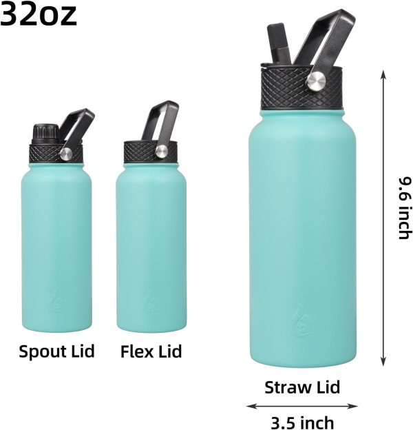 BJPKPK 40oz Stainless Steel Insulated Water Bottle with 3 Lids, Sakura - BPA Free Leakproof Thermos Bottle for Sports & Gym - Image 66