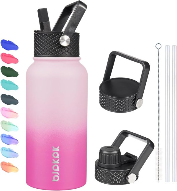 BJPKPK 40oz Stainless Steel Insulated Water Bottle with 3 Lids, Sakura - BPA Free Leakproof Thermos Bottle for Sports & Gym - Image 68