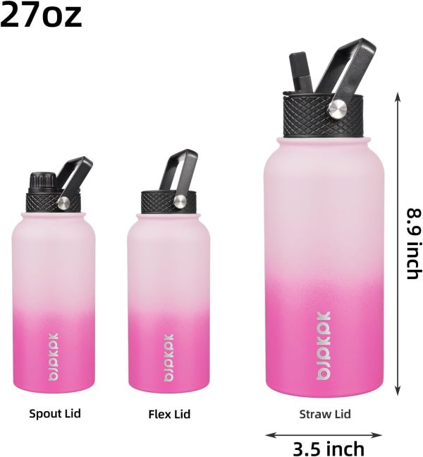 BJPKPK 40oz Stainless Steel Insulated Water Bottle with 3 Lids, Sakura - BPA Free Leakproof Thermos Bottle for Sports & Gym - Image 69