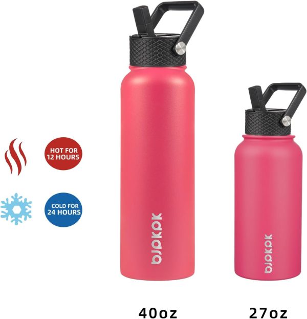 BJPKPK 40oz Stainless Steel Insulated Water Bottle with 3 Lids, Sakura - BPA Free Leakproof Thermos Bottle for Sports & Gym - Image 78