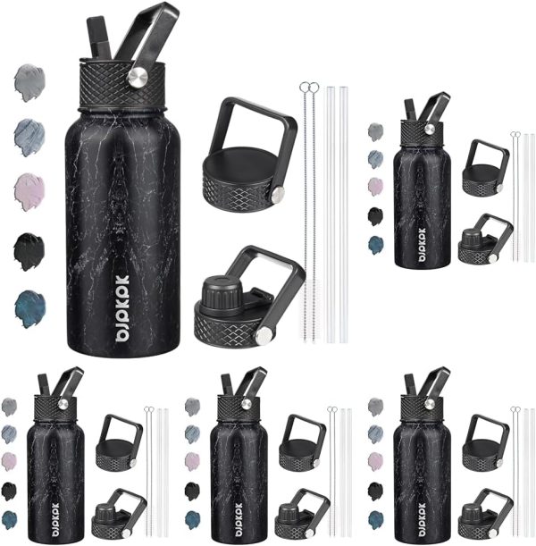 BJPKPK 40oz Stainless Steel Insulated Water Bottle with 3 Lids, Sakura - BPA Free Leakproof Thermos Bottle for Sports & Gym - Image 84