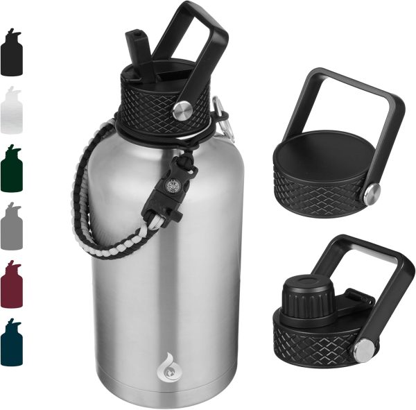 BJPKPK 40oz Stainless Steel Insulated Water Bottle with 3 Lids, Sakura - BPA Free Leakproof Thermos Bottle for Sports & Gym - Image 100