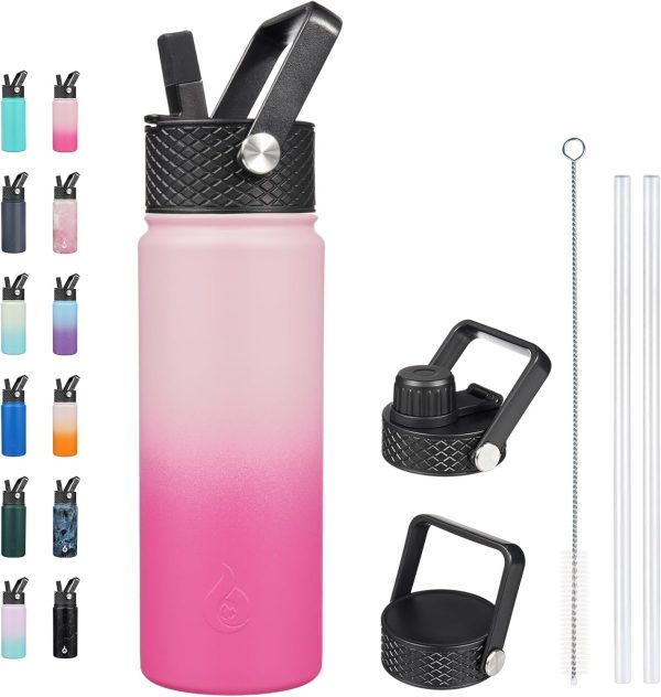 BJPKPK 40oz Stainless Steel Insulated Water Bottle with 3 Lids, Sakura - BPA Free Leakproof Thermos Bottle for Sports & Gym - Image 109
