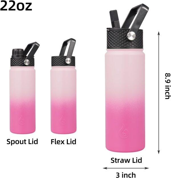 BJPKPK 40oz Stainless Steel Insulated Water Bottle with 3 Lids, Sakura - BPA Free Leakproof Thermos Bottle for Sports & Gym - Image 110