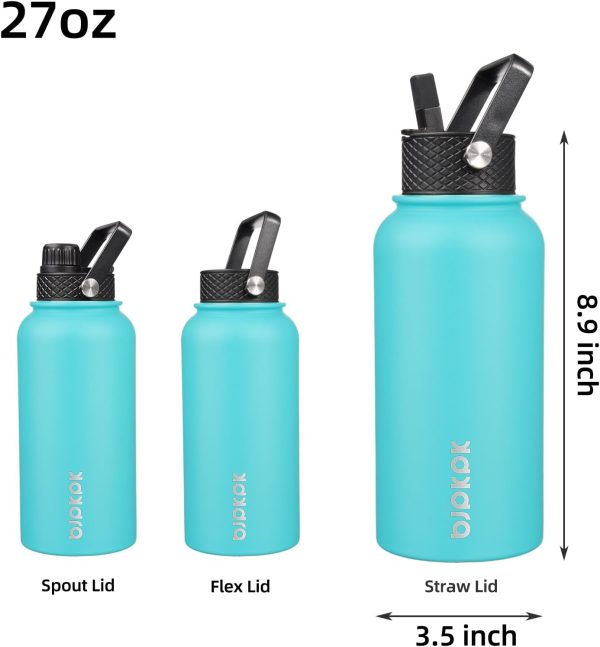 BJPKPK 40oz Stainless Steel Insulated Water Bottle with 3 Lids, Sakura - BPA Free Leakproof Thermos Bottle for Sports & Gym - Image 117