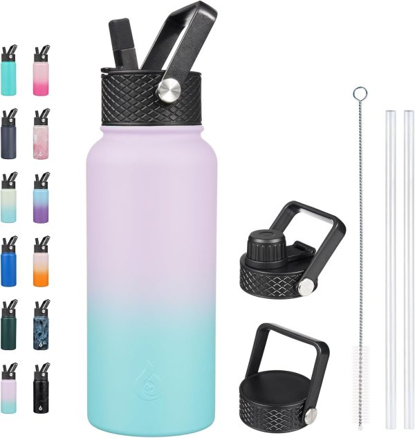 BJPKPK 40oz Stainless Steel Insulated Water Bottle with 3 Lids, Sakura - BPA Free Leakproof Thermos Bottle for Sports & Gym - Image 118
