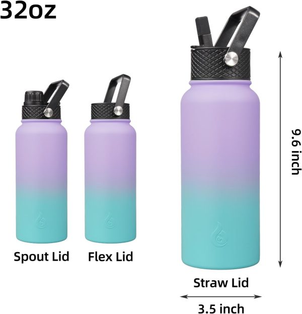 BJPKPK 40oz Stainless Steel Insulated Water Bottle with 3 Lids, Sakura - BPA Free Leakproof Thermos Bottle for Sports & Gym - Image 119