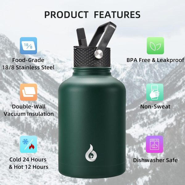 BJPKPK 40oz Stainless Steel Insulated Water Bottle with 3 Lids, Sakura - BPA Free Leakproof Thermos Bottle for Sports & Gym - Image 128