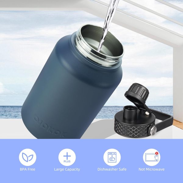 BJPKPK 40oz Stainless Steel Insulated Water Bottle with 3 Lids, Sakura - BPA Free Leakproof Thermos Bottle for Sports & Gym - Image 130