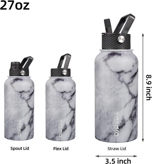 BJPKPK 40oz Stainless Steel Insulated Water Bottle with 3 Lids, Sakura - BPA Free Leakproof Thermos Bottle for Sports & Gym - Image 133
