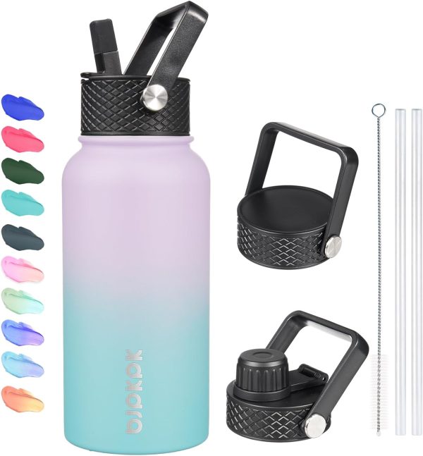 BJPKPK 40oz Stainless Steel Insulated Water Bottle with 3 Lids, Sakura - BPA Free Leakproof Thermos Bottle for Sports & Gym - Image 139