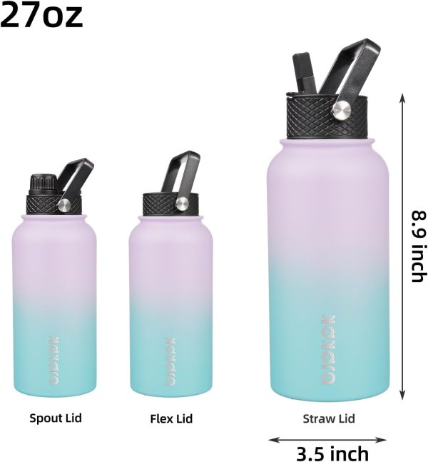 BJPKPK 40oz Stainless Steel Insulated Water Bottle with 3 Lids, Sakura - BPA Free Leakproof Thermos Bottle for Sports & Gym - Image 140
