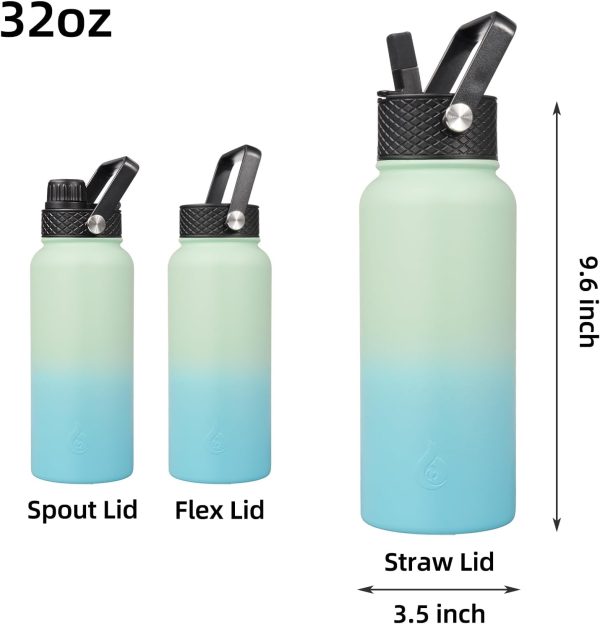 BJPKPK 40oz Stainless Steel Insulated Water Bottle with 3 Lids, Sakura - BPA Free Leakproof Thermos Bottle for Sports & Gym - Image 145