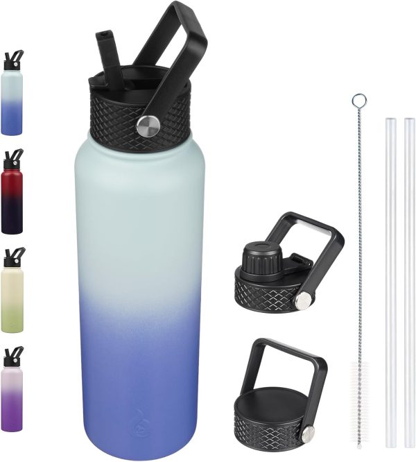 BJPKPK 40oz Stainless Steel Insulated Water Bottle with 3 Lids, Sakura - BPA Free Leakproof Thermos Bottle for Sports & Gym - Image 158