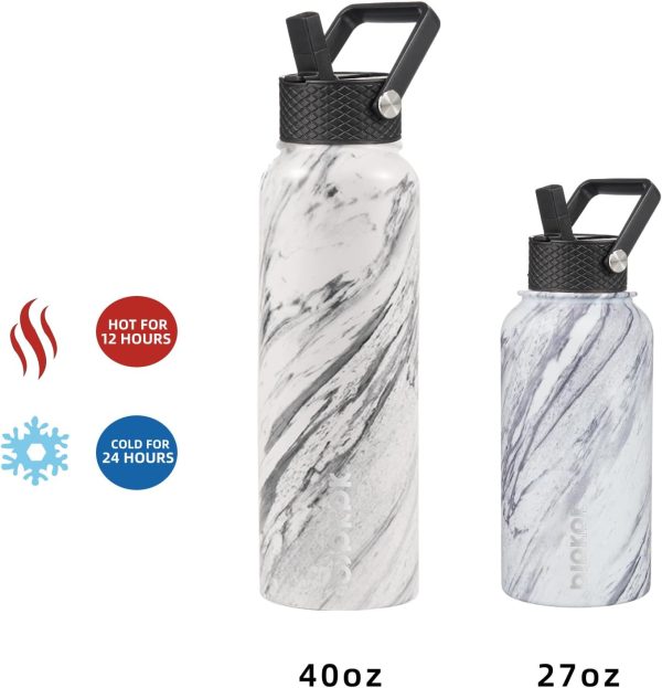 BJPKPK 40oz Stainless Steel Insulated Water Bottle with 3 Lids, Sakura - BPA Free Leakproof Thermos Bottle for Sports & Gym - Image 163
