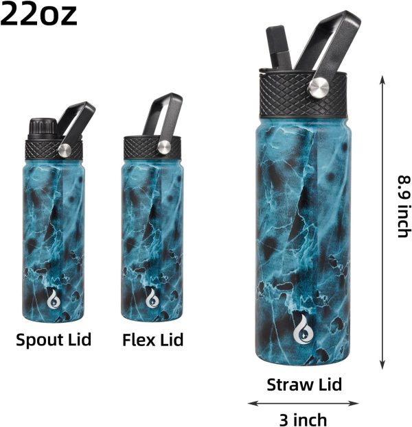 BJPKPK 40oz Stainless Steel Insulated Water Bottle with 3 Lids, Sakura - BPA Free Leakproof Thermos Bottle for Sports & Gym - Image 165