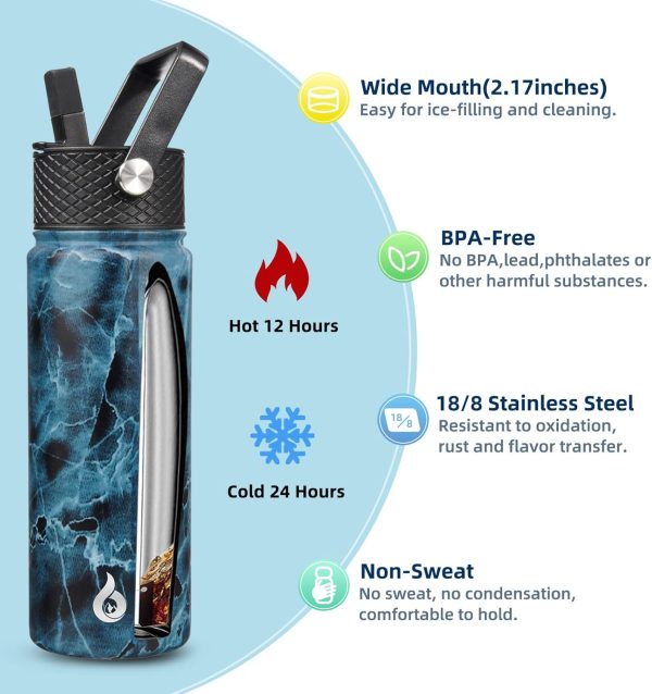 BJPKPK 40oz Stainless Steel Insulated Water Bottle with 3 Lids, Sakura - BPA Free Leakproof Thermos Bottle for Sports & Gym - Image 166