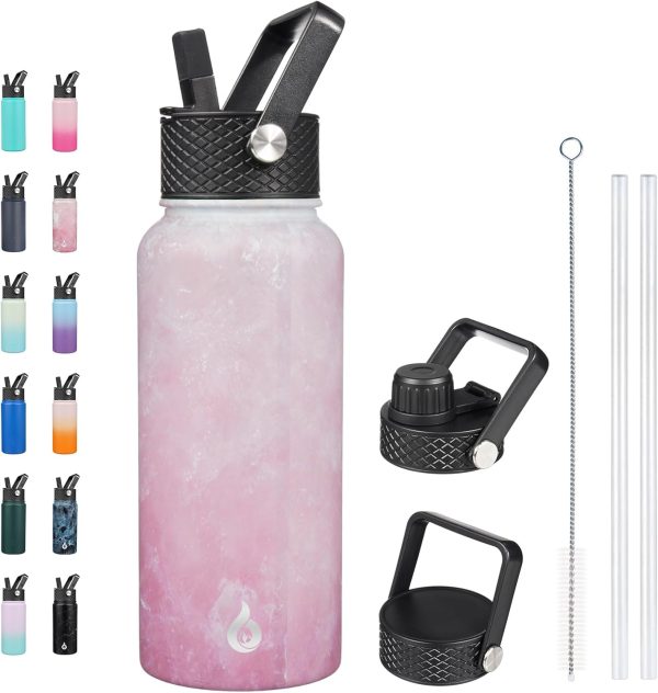 BJPKPK 40oz Stainless Steel Insulated Water Bottle with 3 Lids, Sakura - BPA Free Leakproof Thermos Bottle for Sports & Gym - Image 167