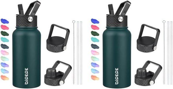 BJPKPK 40oz Stainless Steel Insulated Water Bottle with 3 Lids, Sakura - BPA Free Leakproof Thermos Bottle for Sports & Gym - Image 175
