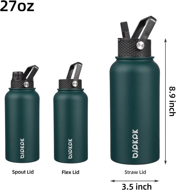 BJPKPK 40oz Stainless Steel Insulated Water Bottle with 3 Lids, Sakura - BPA Free Leakproof Thermos Bottle for Sports & Gym - Image 176