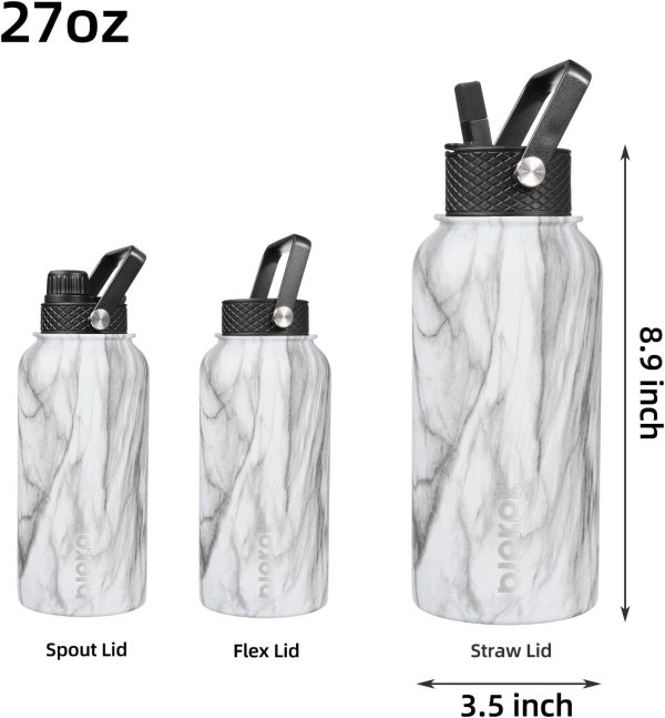 BJPKPK 40oz Stainless Steel Insulated Water Bottle with 3 Lids, Sakura - BPA Free Leakproof Thermos Bottle for Sports & Gym - Image 179
