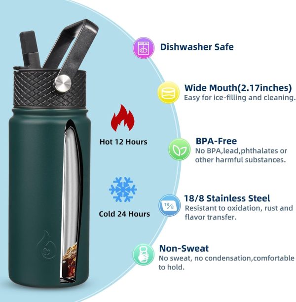 BJPKPK 40oz Stainless Steel Insulated Water Bottle with 3 Lids, Sakura - BPA Free Leakproof Thermos Bottle for Sports & Gym - Image 185