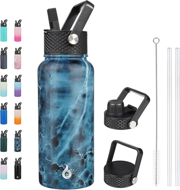 BJPKPK 40oz Stainless Steel Insulated Water Bottle with 3 Lids, Sakura - BPA Free Leakproof Thermos Bottle for Sports & Gym - Image 186
